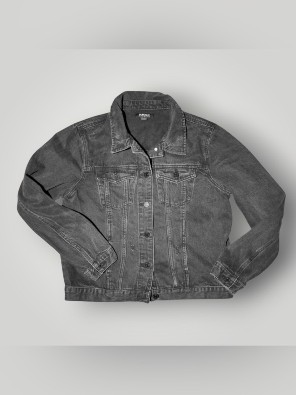 Buffalo By David Bitton Medium Black Denim Jacket Baggy 90’s Vintage